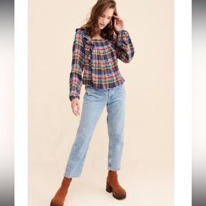We The Free Siena Plaid Long sleeve Blouse